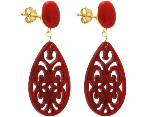 Gemshine Ohrringe mit roten Jade Edelstein Cabochons