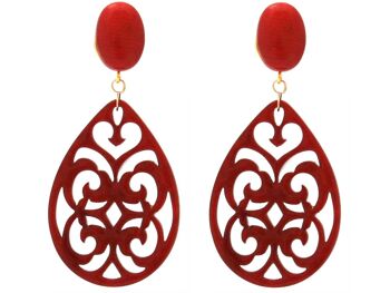 Boucles d'oreilles Gemshine avec cabochons de pierres précieuses de jade rouge 3