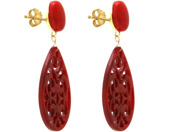 Boucles d'oreilles Gemshine avec cabochons de pierres précieuses de jade rouge 2