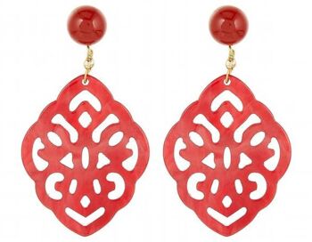 Boucles d'oreilles Gemshine avec cabochons de cornaline rouge et écaille de tortue 3