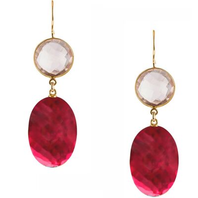 Gemshine earrings with red quartz ovals and rounds