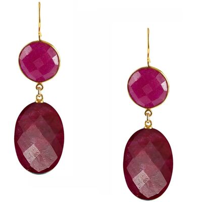 Gemshine earrings with red ruby ovals and faceted