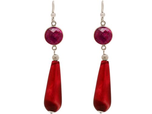 Gemshine Ohrringe mit roten Rubinen und Achat Edelstein