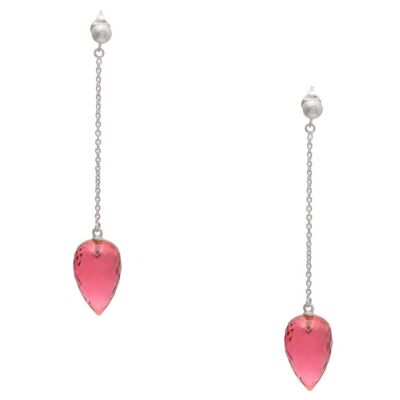 Boucles d'oreilles Gemshine avec gouttes de quartz tourmaline rouge