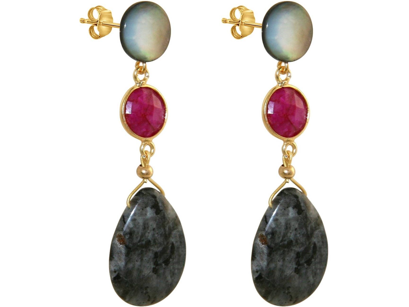 Orecchini Gemshine con rubini e labradorite. gocce