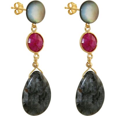 Gemshine earrings with rubies and labradorite. drops