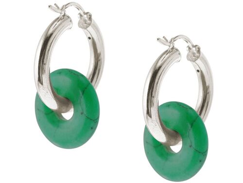 Gemshine Ohrringe mit runden grünen Malachit Edelstein