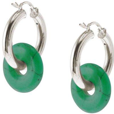 Boucles d'oreilles Gemshine avec pierre précieuse malachite verte ronde