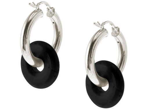 Gemshine Ohrringe mit runden schwarzen Onyx Edelstein