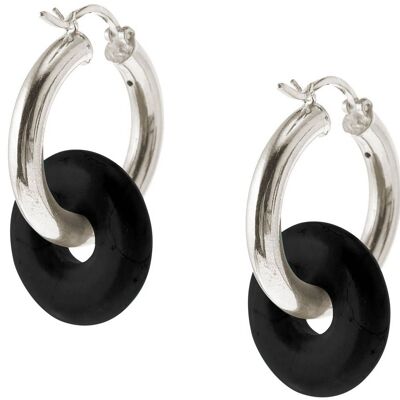 Boucles d'oreilles Gemshine avec pierre gemme ronde en onyx noir