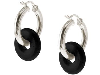 Boucles d'oreilles Gemshine avec pierre gemme ronde en onyx noir 1