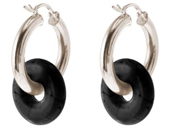 Boucles d'oreilles Gemshine avec pierre gemme ronde en onyx noir 2