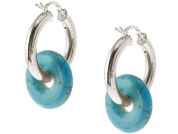 Boucles d'oreilles Gemshine avec pendentifs ronds en pierres précieuses turquoise. 1