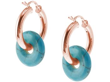 Boucles d'oreilles Gemshine avec pendentifs ronds en pierres précieuses turquoise. 3