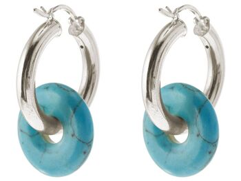 Boucles d'oreilles Gemshine avec pendentifs ronds en pierres précieuses turquoise. 2