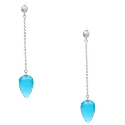 Boucles d'oreilles Gemshine avec gouttes de quartz topaze bleu suisse