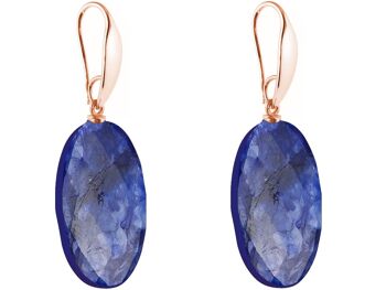 Boucles d'oreilles Gemshine avec pierres précieuses ovales en saphir bleu profond 4