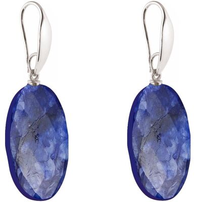 Boucles d'oreilles Gemshine avec pierres précieuses ovales en saphir bleu profond