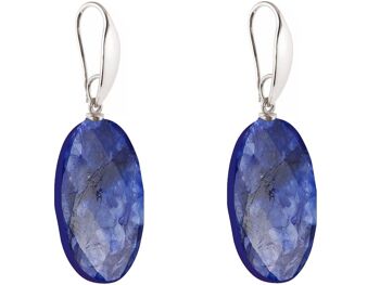 Boucles d'oreilles Gemshine avec pierres précieuses ovales en saphir bleu profond 1