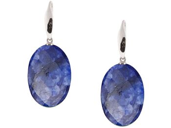 Boucles d'oreilles Gemshine avec pierres précieuses ovales en saphir bleu profond 2
