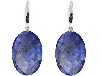 Boucles d'oreilles Gemshine avec pierres précieuses ovales en saphir bleu profond 3