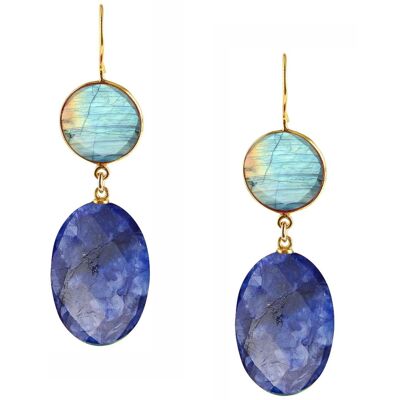 Gemshine Earrings with Deep Blue Sapphire Ovals Midnight Blue