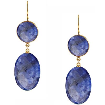 Boucles d'oreilles Gemshine avec saphirs bleu profond Midnight Blue.