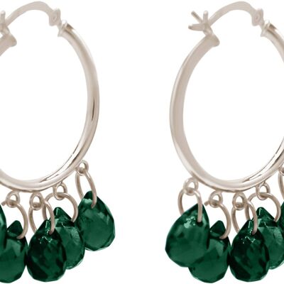 Pendientes Gemshine con piedra preciosa de cuarzo turmalina verde oscuro