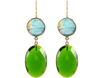 Boucles d'oreilles Gemshine avec ovales de quartz tourmaline vert foncé 3