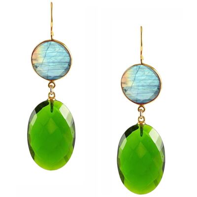 Boucles d'oreilles Gemshine avec ovales de quartz tourmaline vert foncé