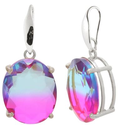 Gemshine earrings with tourmaline in quartz oval gemstones