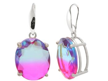 Boucles d'oreilles Gemshine avec tourmaline dans des pierres précieuses ovales de quartz 1