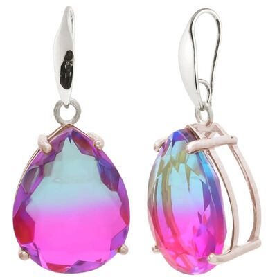 Boucles d'oreilles Gemshine avec pierres précieuses en forme de larme de quartz tourmaline