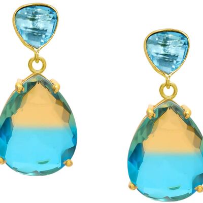 Gemshine earrings with tourmaline and blue topaz quartz drops