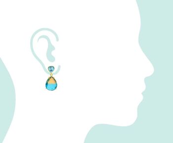 Boucles d'oreilles Gemshine avec gouttes de quartz tourmaline et topaze bleue 2