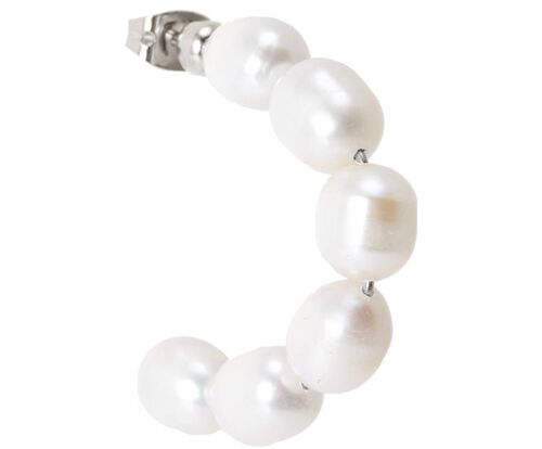 Gemshine Ohrringe mit weißen Zuchtperlen. Perlencreolen