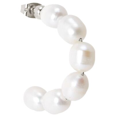 Gemshine earrings with white cultured pearls. pearl hoops