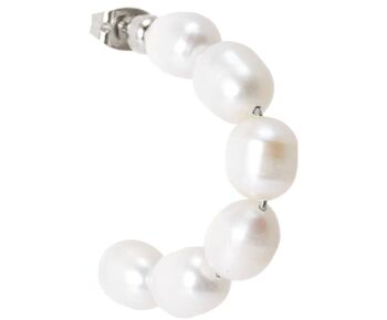 Boucles d'oreilles Gemshine avec perles de culture blanches. cerceaux de perles 1