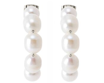 Boucles d'oreilles Gemshine avec perles de culture blanches. cerceaux de perles 4