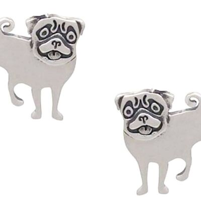 Boucles d'oreilles Gemshine PUG DOG Studs en argent 925
