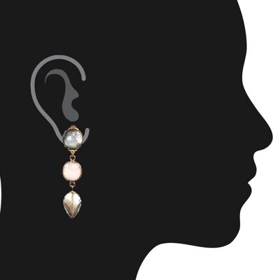 Boucles d'oreilles ou boucles d'oreilles clip Gemshine avec quartz rose