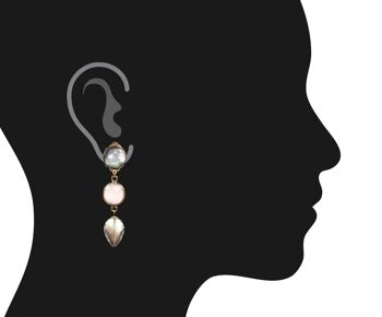 Boucles d'oreilles ou boucles d'oreilles clip Gemshine avec quartz rose 1