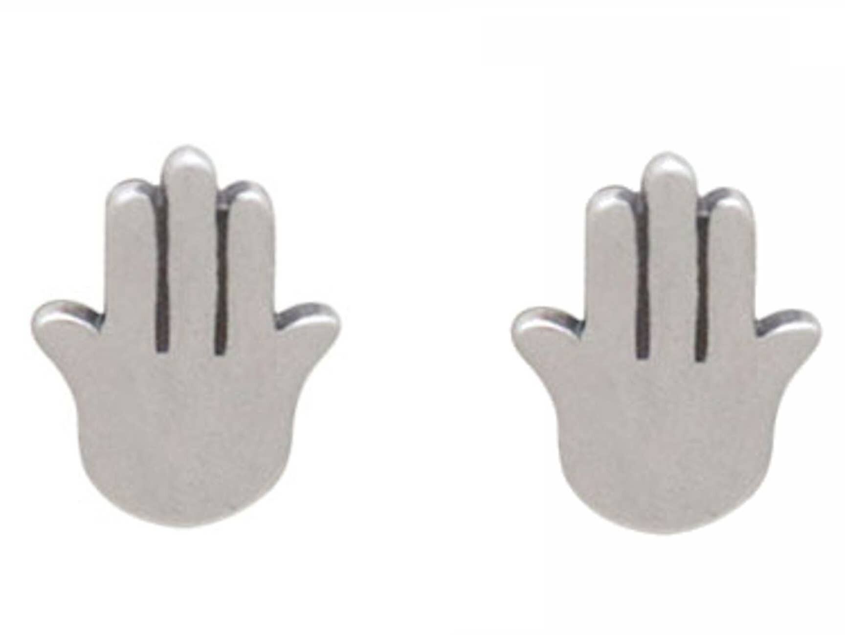 Gemshine Orecchini Borchie HAMSA / FATIMA / MIRIAM Mano