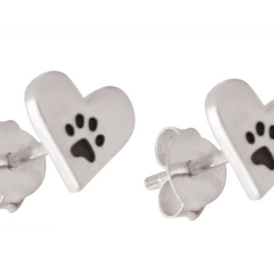Boucles d'oreilles Gemshine Studs Heart with PAWS Paws: Chien