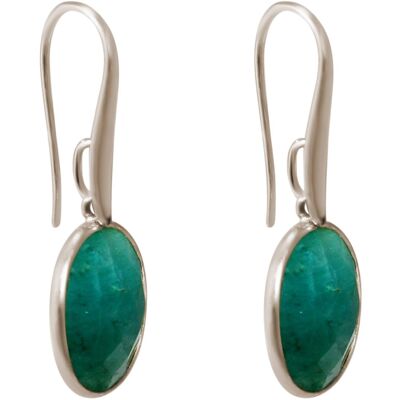Gemshine earrings OVAL with green emerald gemstones in 925