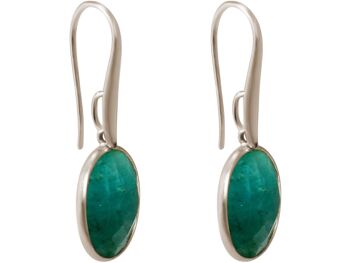 Boucles d'oreilles Gemshine OVALE avec des pierres gemmes vertes émeraude en 925 1