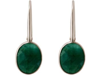 Boucles d'oreilles Gemshine OVALE avec des pierres gemmes vertes émeraude en 925 3