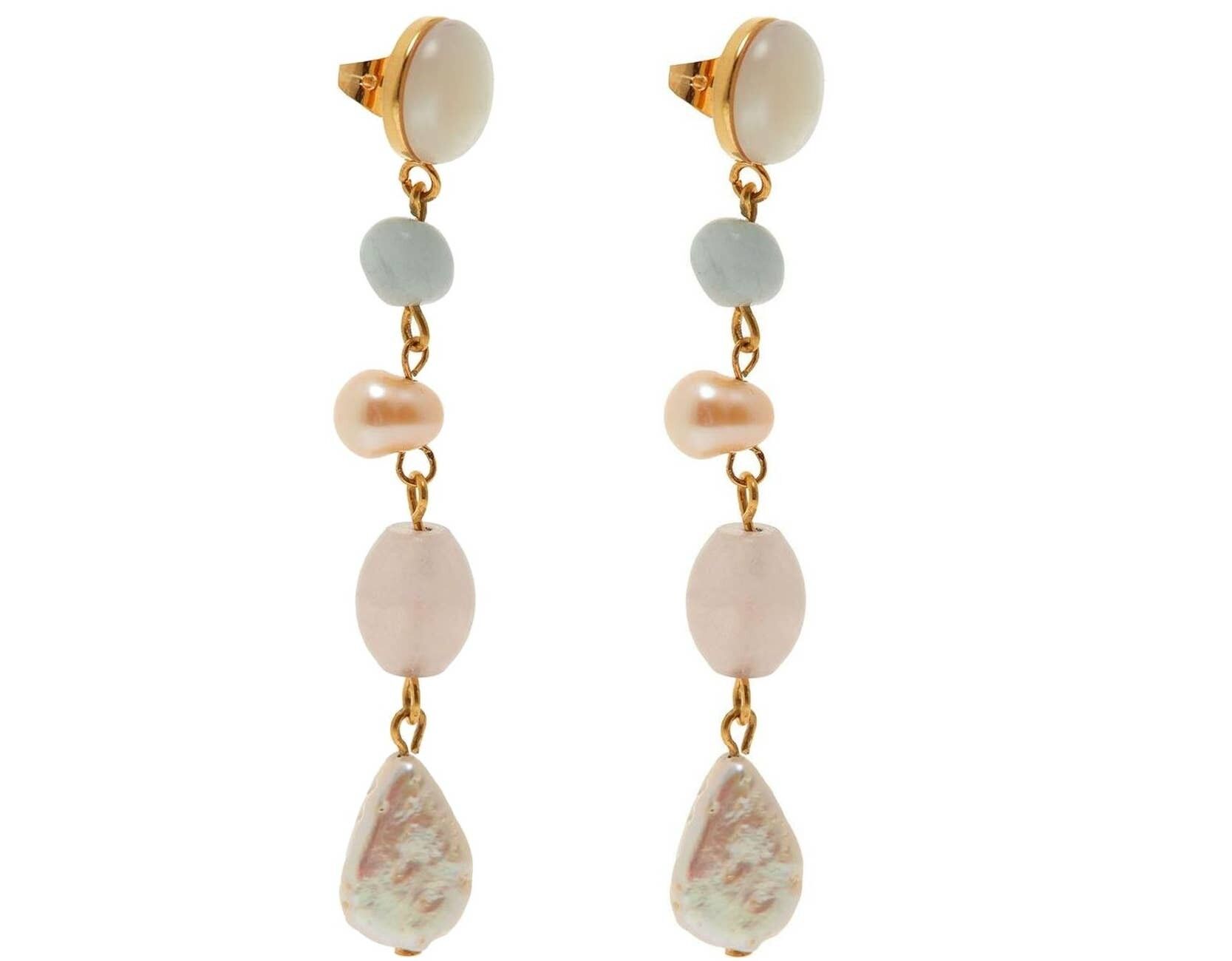 Orecchini Gemshine cascata PASTELLO con perle coltivate bianche