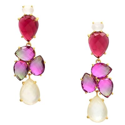 Gemshine earrings RED COCKTAIL with red and pink