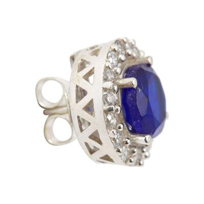 Gemshine stud earrings with blue sapphire quartz gemstones